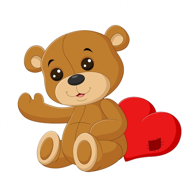 Cute teddy bear with red heart