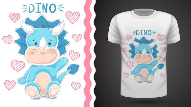 Vettore simpatico dinosauro teddy - idea per t-shirt stampata