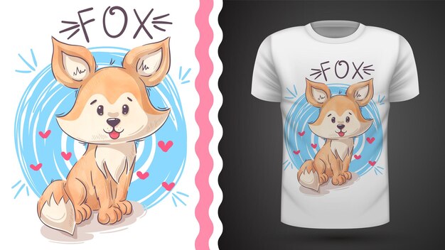 Vector cute teddy fox idea for print tshirt