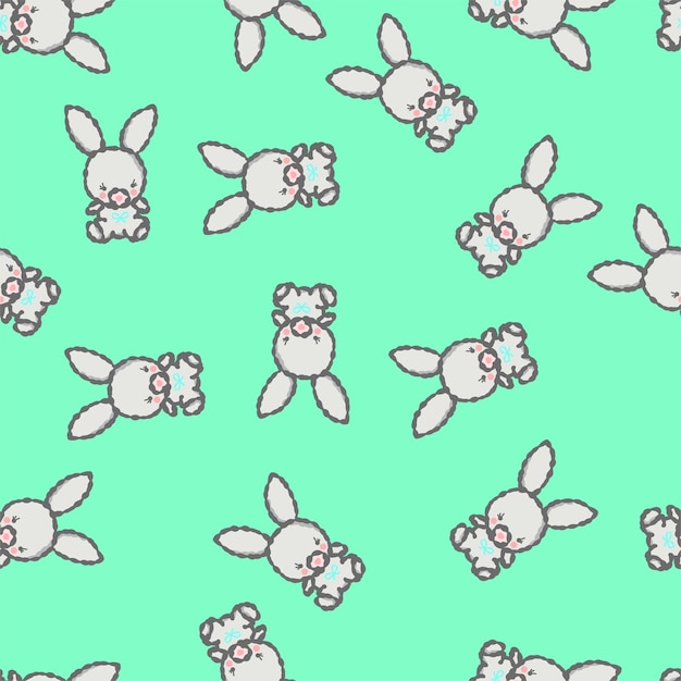 Cute Teddy Rabbit Kids Cartoon Kids Achtergrondpatroon Naadloos