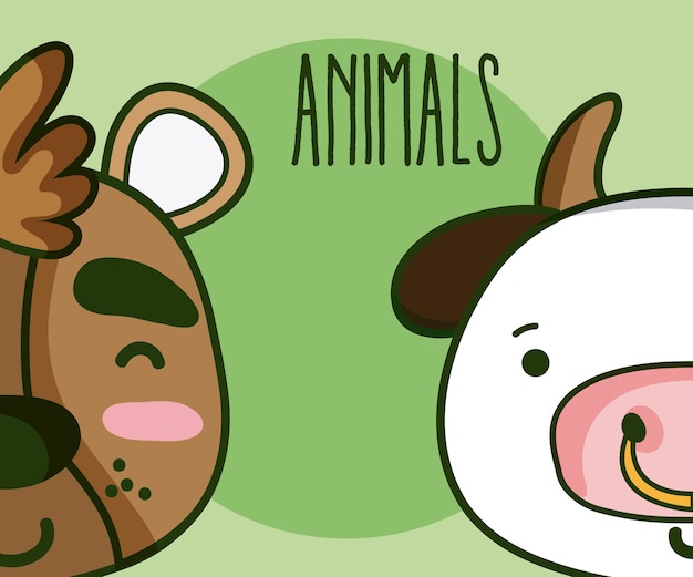 Cute and tender animals friends cartoon 