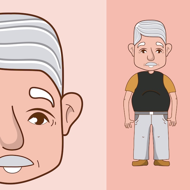 Cute and tender grandfather cartoon