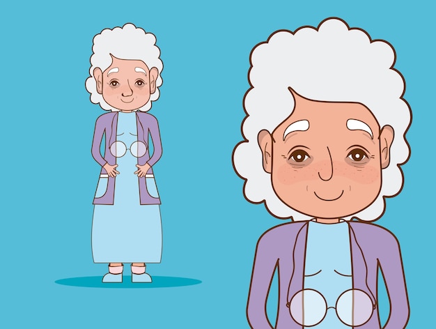 Cute and tender grandmother cartoon 