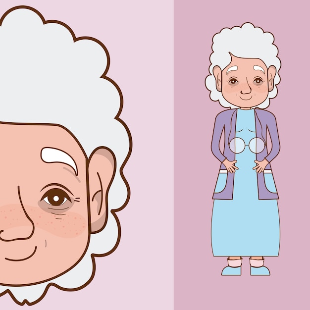 Cute and tender grandmother cartoon 