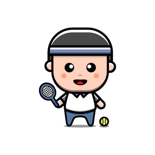 Cute tennis boy character vector illustration