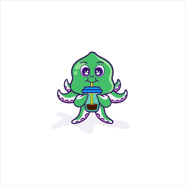 Illustrazioni di design carino mascotte tentacolo