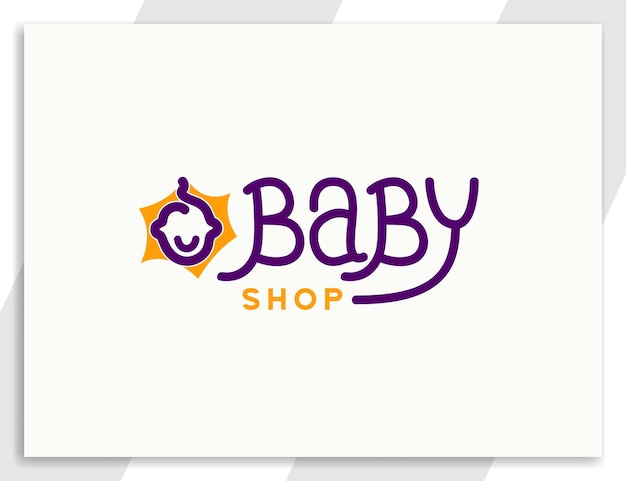 Vector cute text baby shop typography logo design