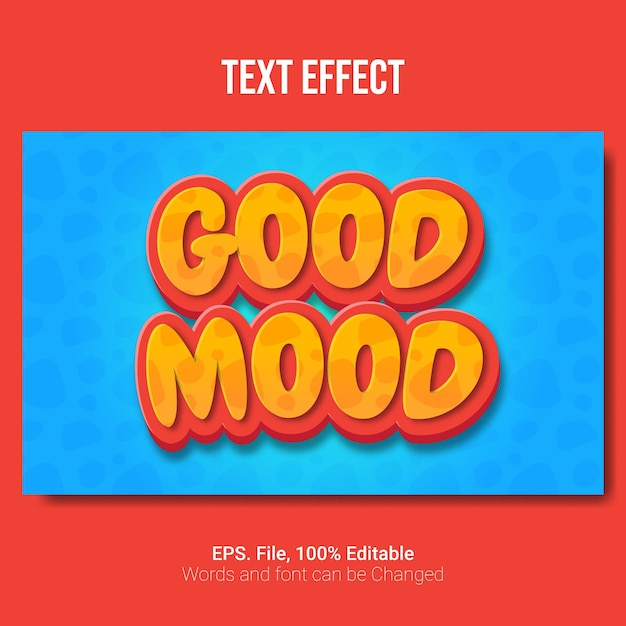 Vector cute text effect good mood