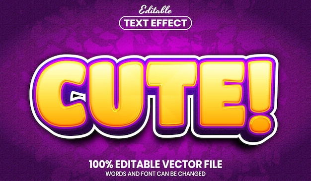 Cute text, font style editable text effect