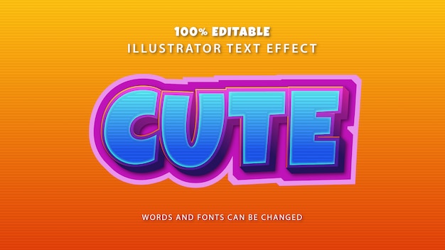 Cute text style effect, editable text