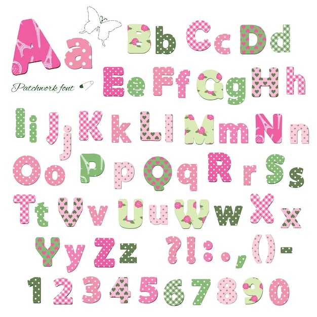 Vector cute textile font