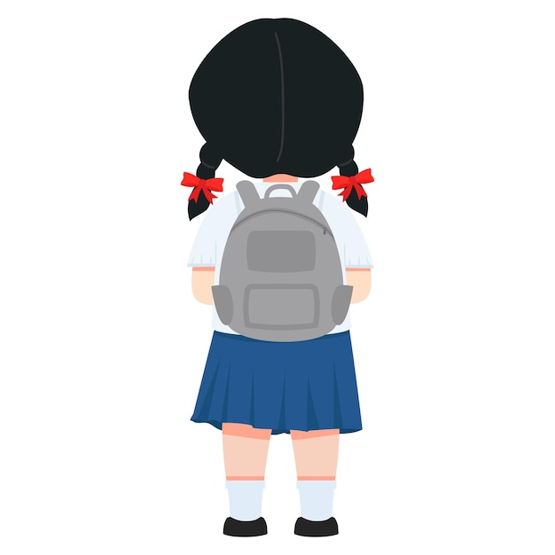 Cute thai student Girl With A Backpack