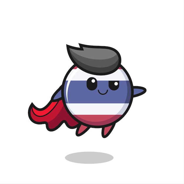 Cute thailand flag badge superhero character is flying