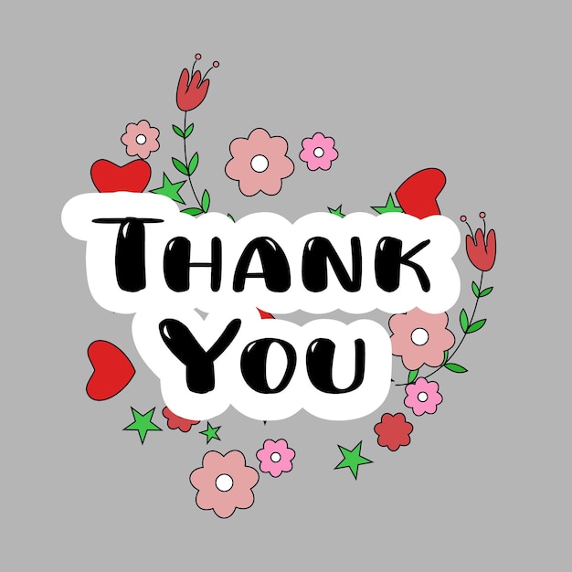 cute thank you script card flowers letter text