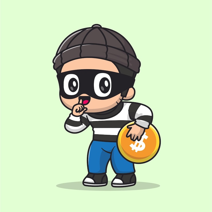 Vector かわいい泥棒がゴールド コインを盗む漫画ベクトル アイコン イラスト人金融アイコン コンセプトが分離されました