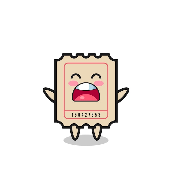 Cute ticket mascot with a yawn expression , cute style design for t shirt, sticker, logo element