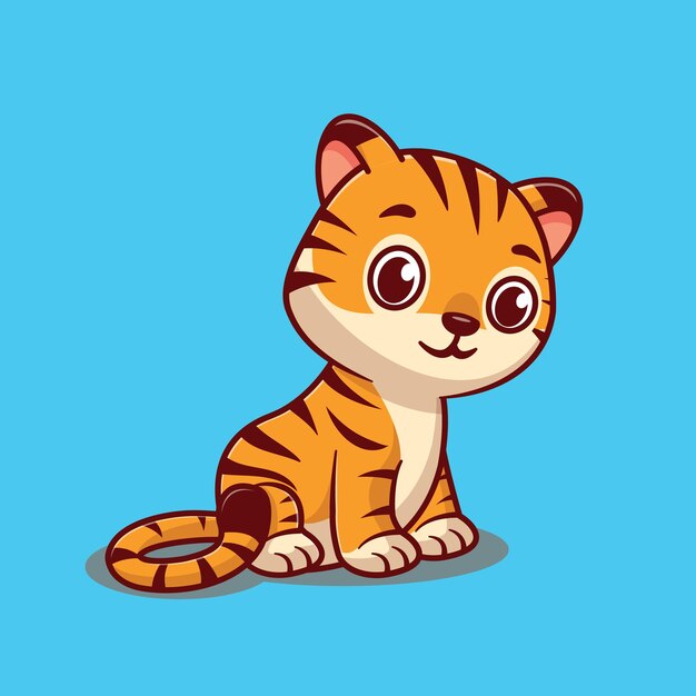 Cute tiger cartoon character vector icon illustration. funny animal nature icon concept isolated.