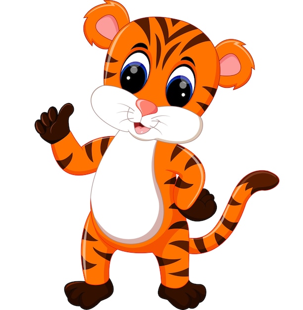 Cute tiger cartoon giving thumb up