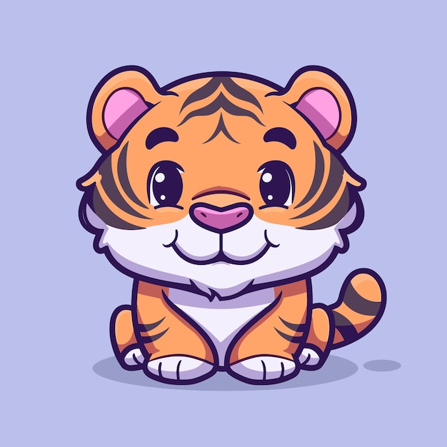 Cute tiger cartoon illustration flat vector art