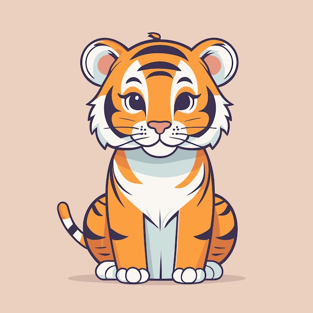 Cute tiger cartoon illustration vector design