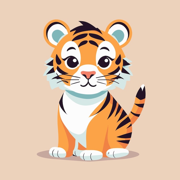 Vector cute tiger cartoon illustration vector design