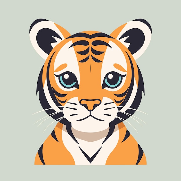 Il design vettoriale dell'illustrazione del cartone animato della tigre carino