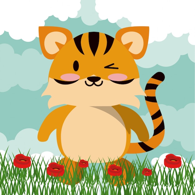 Cute tiger cartoon illustration