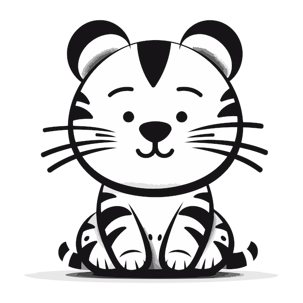 Cute tiger cartoon isolated on a white background Vector illustration