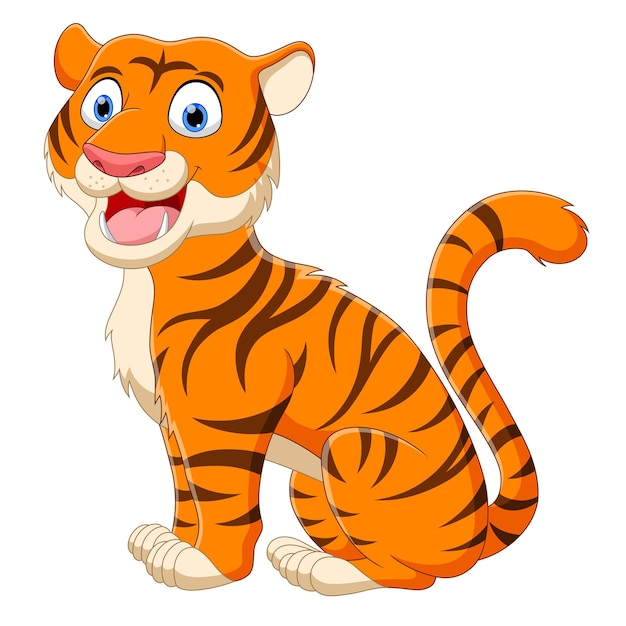 Vector cute a tiger cartoon isolated on white background