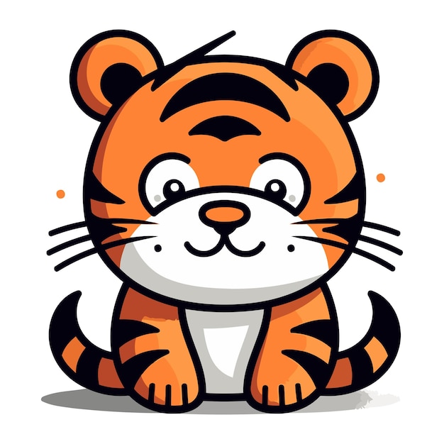 Vector cute tiger cartoon mascot vector illustration isolated on white background