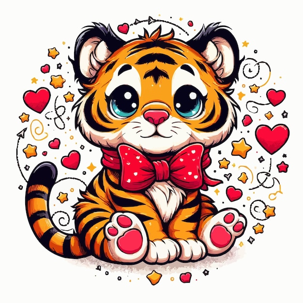 Vector cute tiger cartoon vector on white background