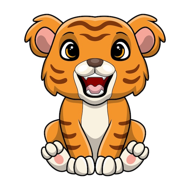 Cute tiger cartoon on white background