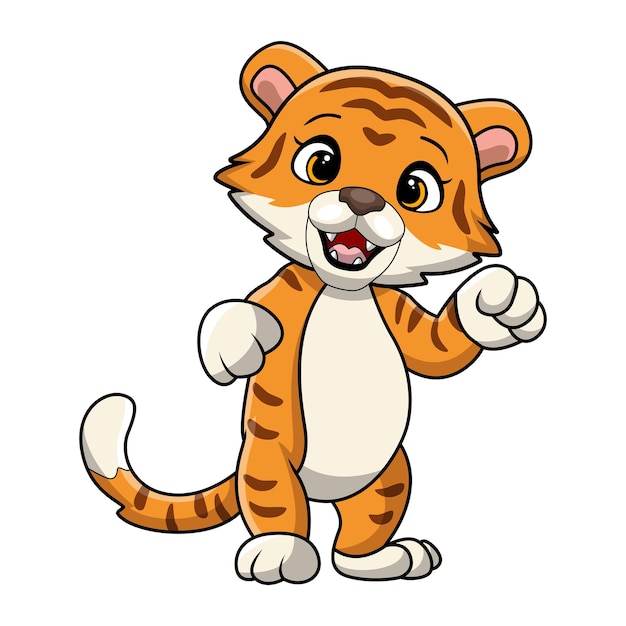 Cute tiger cartoon on white background