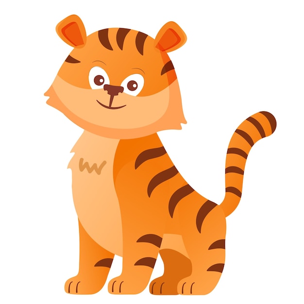 Cute tiger cartoonCharacter funny animal Muzzle emotions smiling