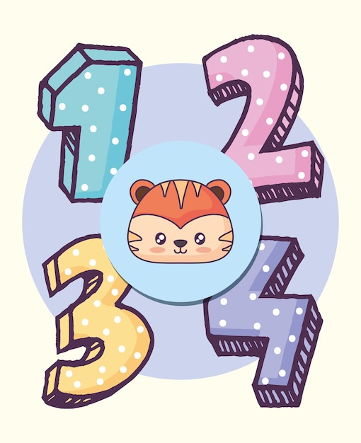 cute tiger celebrating party kawaii character 