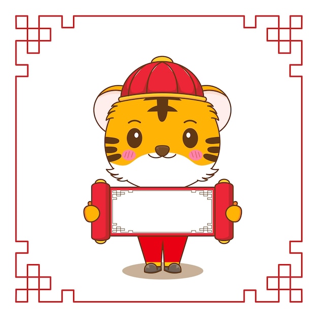 Vector cute tiger in chinese new year celebration