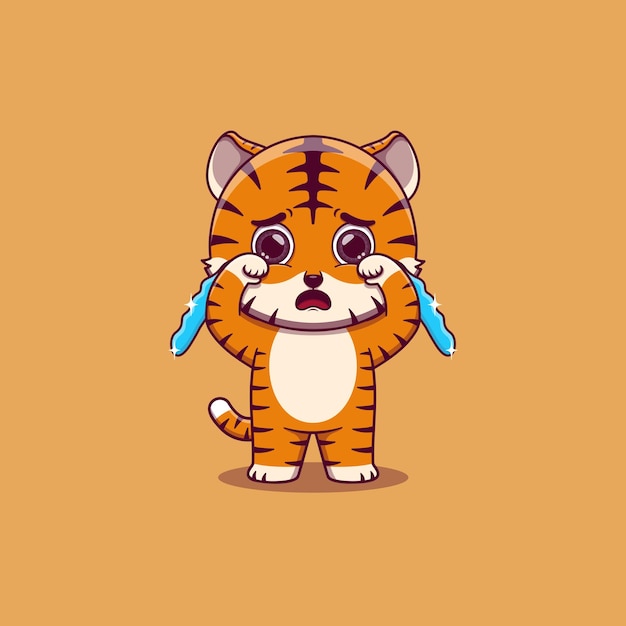 Premium Vector | Cute tiger crying with tears