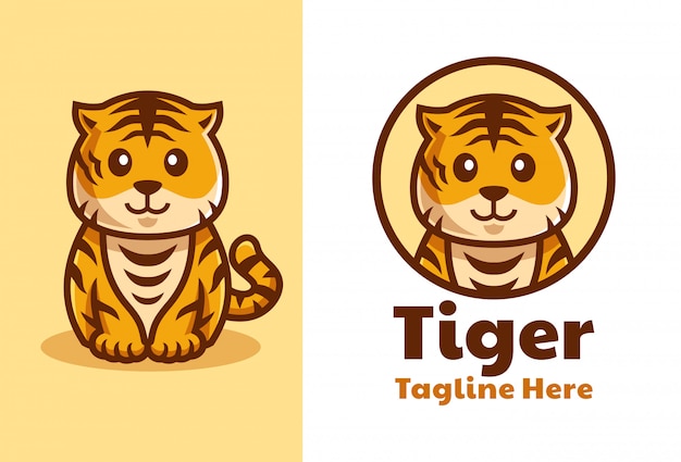 Simpatico design del logo del fumetto di cucciolo di tigre