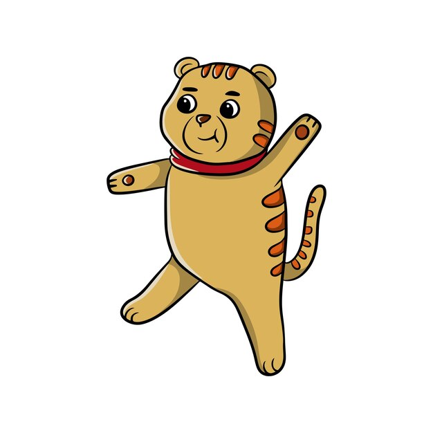 Cute tiger dancing cartoon illustration design