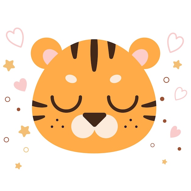 Симпатичное лицо тигра векторная иллюстрация ручной обращается милый принт для плакатов карты футболок
