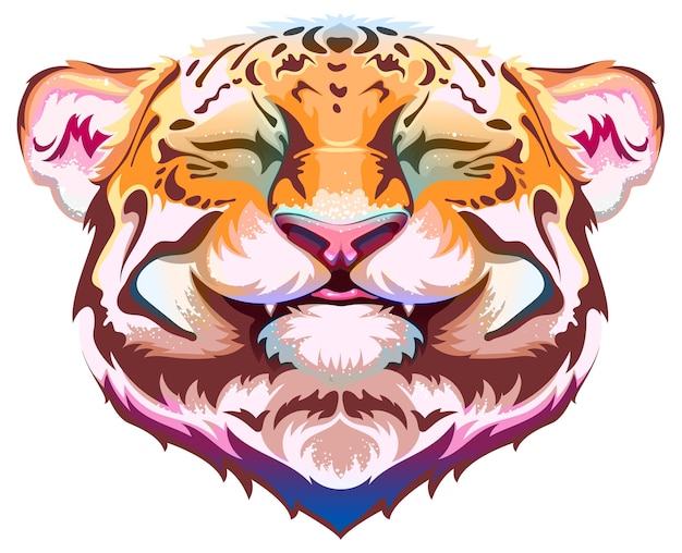 Cute tiger head smile symbol 2022 chinese calendar year Vector cartoon