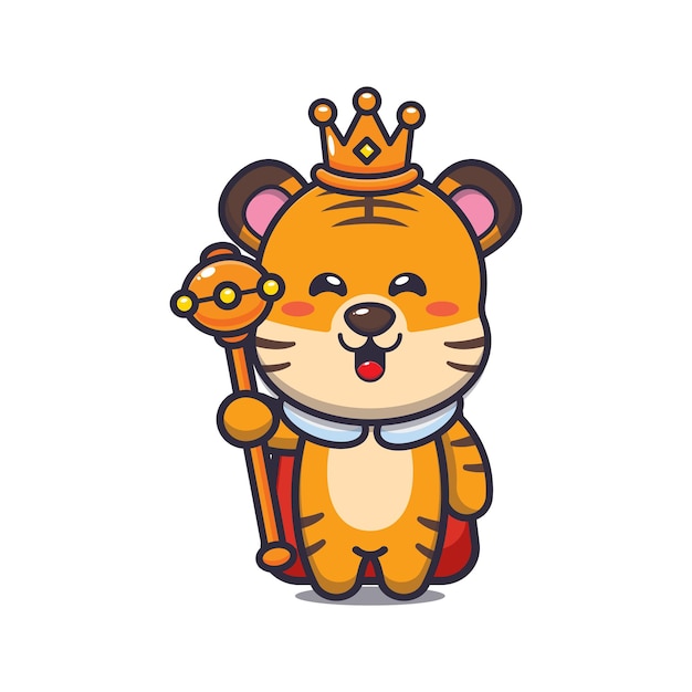 Cute tiger king Cute animal cartoon illustration