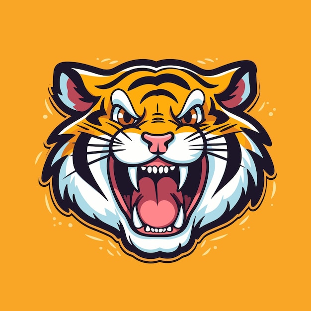 Vector cute tiger roaring vector illustration