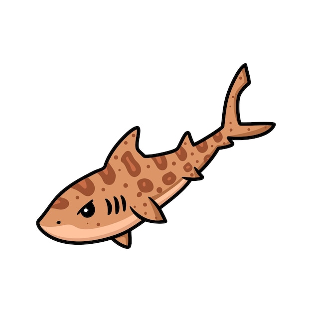 Cute tiger shark cartoon swimming