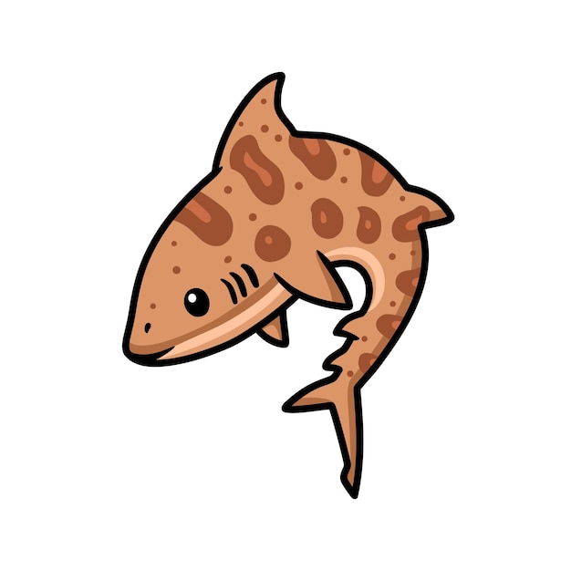 Cute tiger shark cartoon swimming