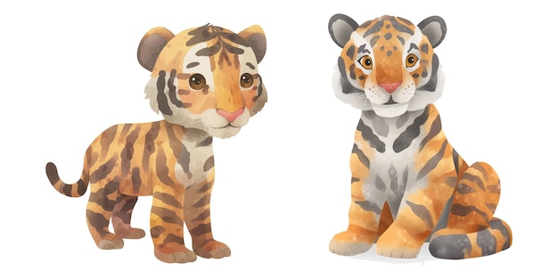 cute tiger soft watercolour vector illustration