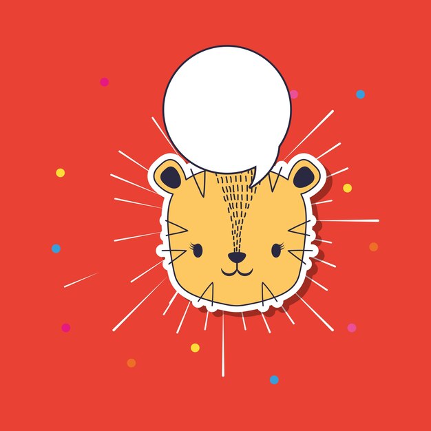 cute tiger and speech bubble 