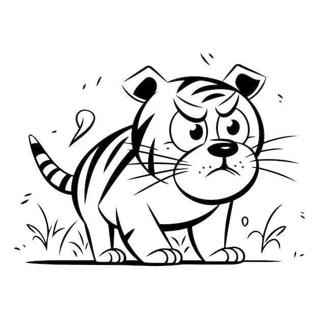 Cute tiger Vector illustration on white background Isolated