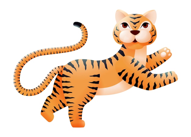 Cute tiger. Wild big cat cartoon character