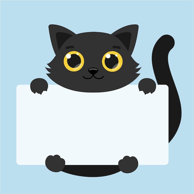 Cute tiger with big eyes. blank banner. vector illustration